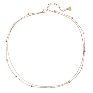 Layered Bobble Chain Necklace Rose Gold