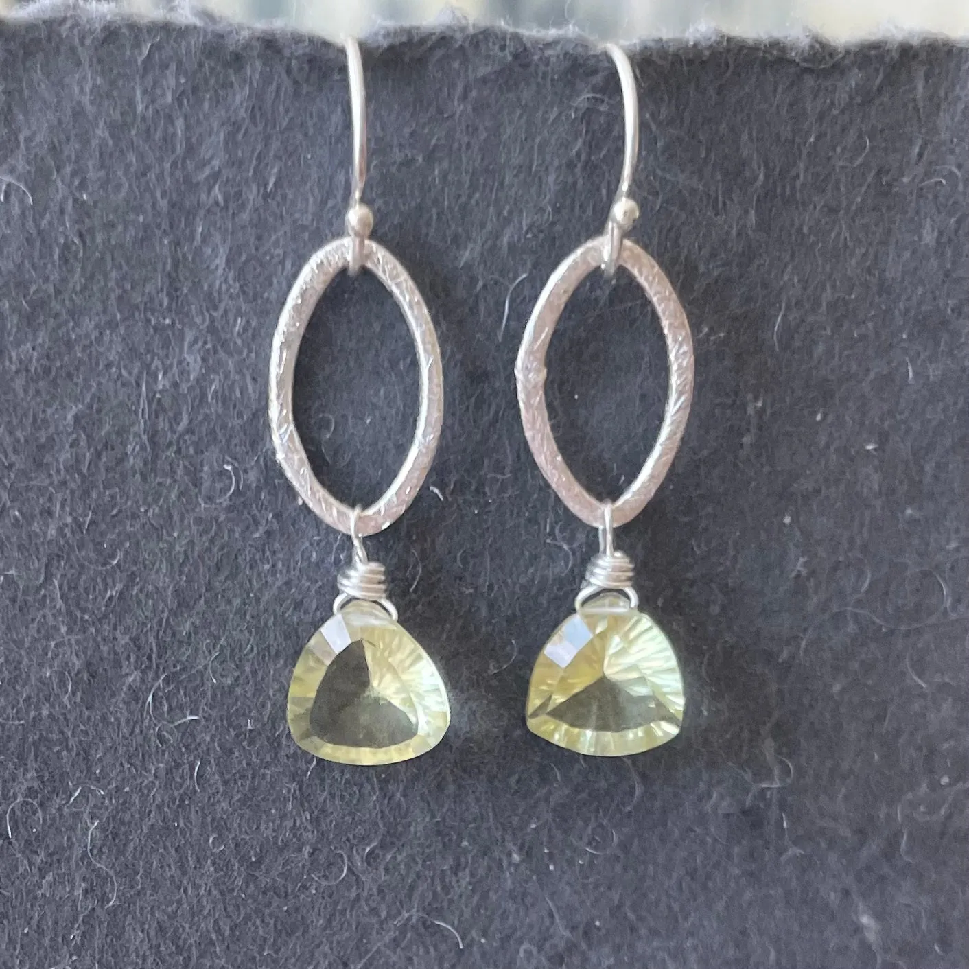 Lemon Quartz Brushed Silver Earrings