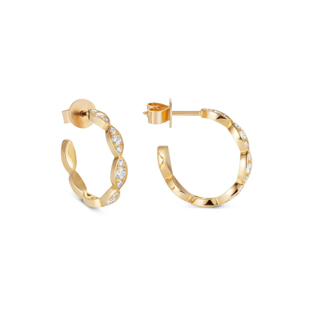 Look of Love Scalloped Pave Hoop Earrings