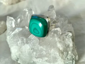 Malachite Adjustable Ring - Square