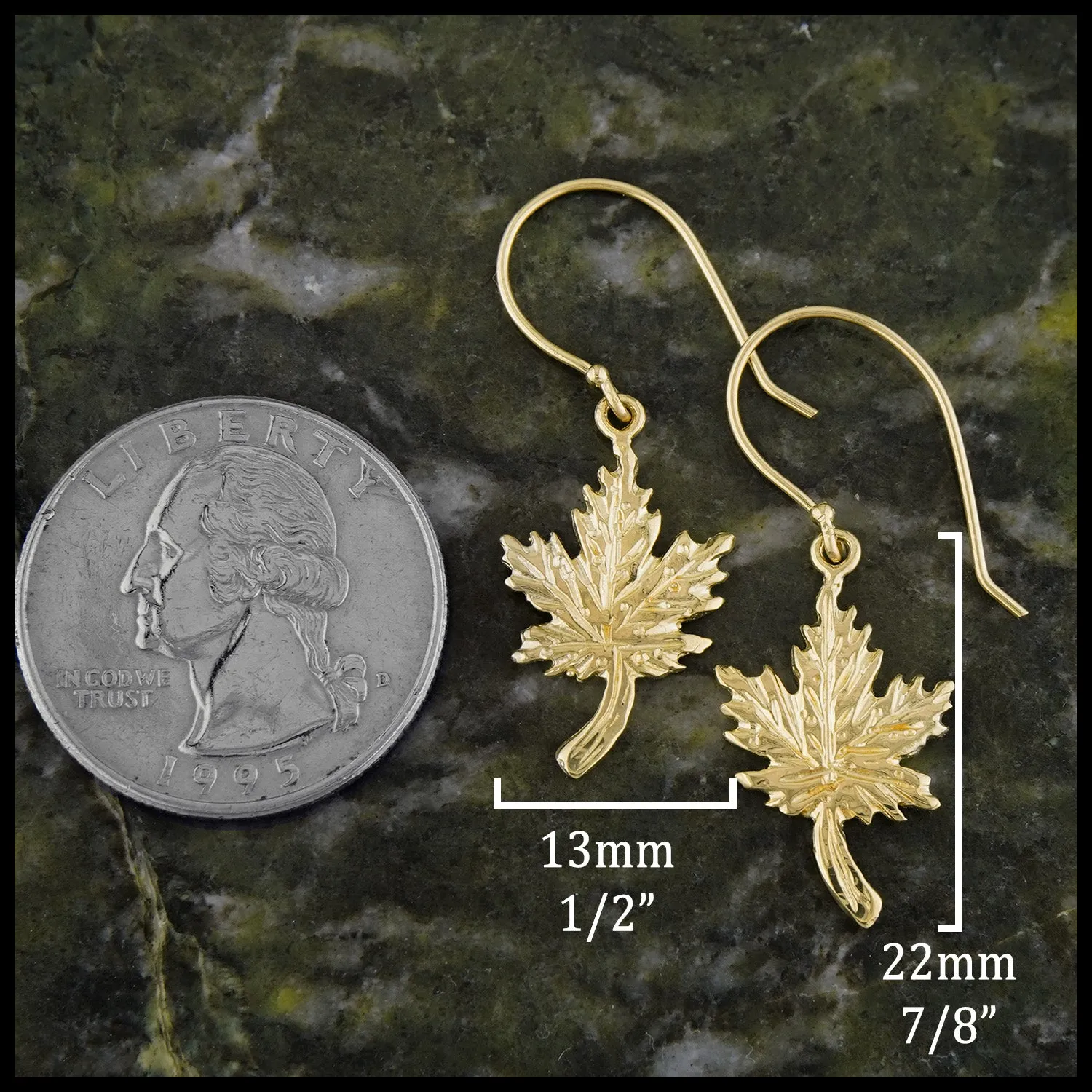 Maple Leaf Earrings in Gold