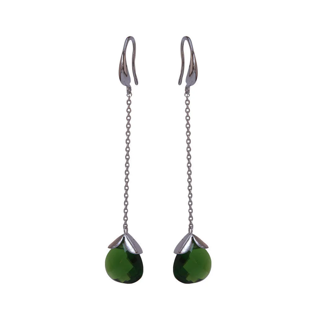 Marylou Silver and Emerald Green Stone Earrings