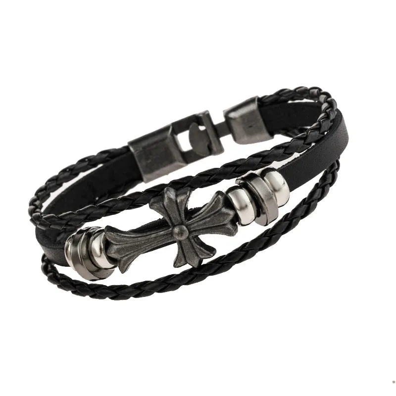 Men's leather rope woven leather bracelet