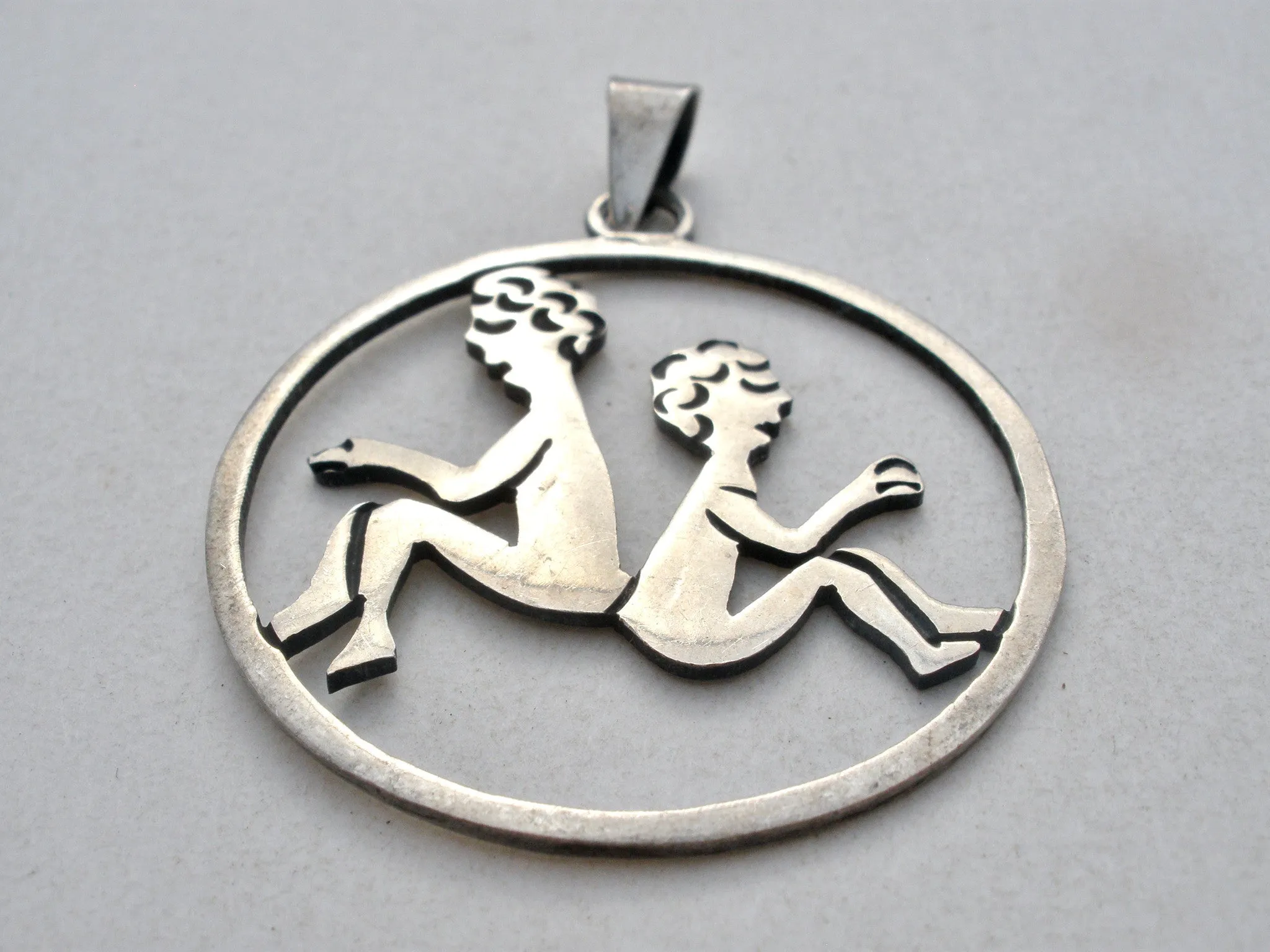 Mexican Gemini Twins Pendant Sterling Silver