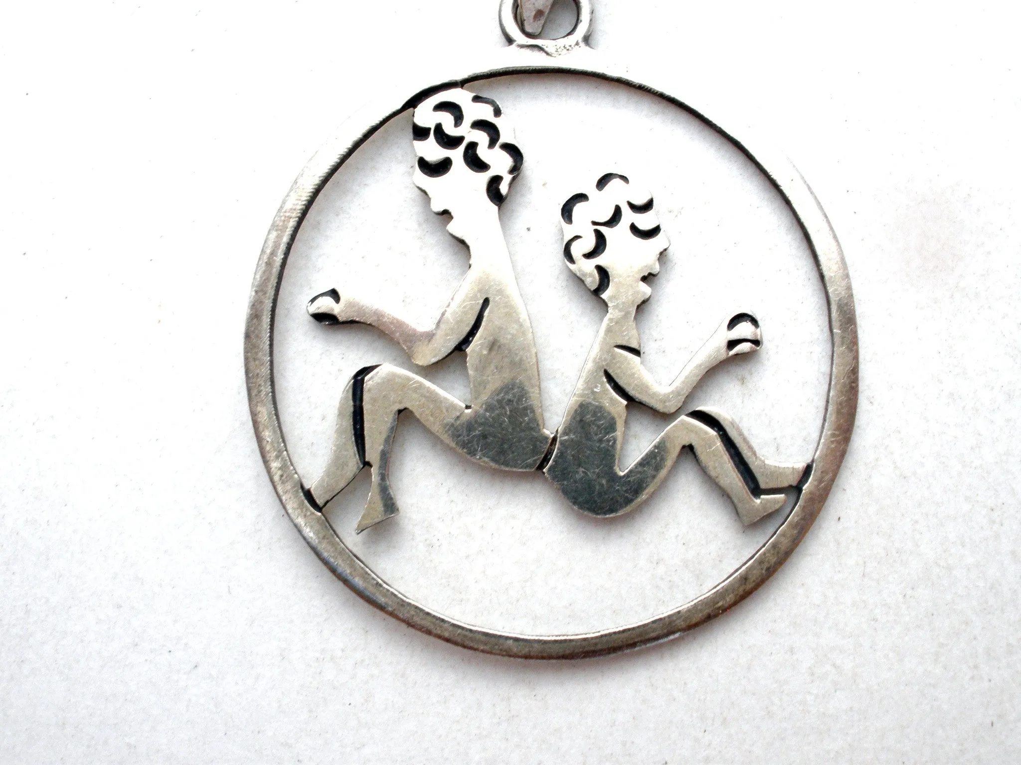 Mexican Gemini Twins Pendant Sterling Silver