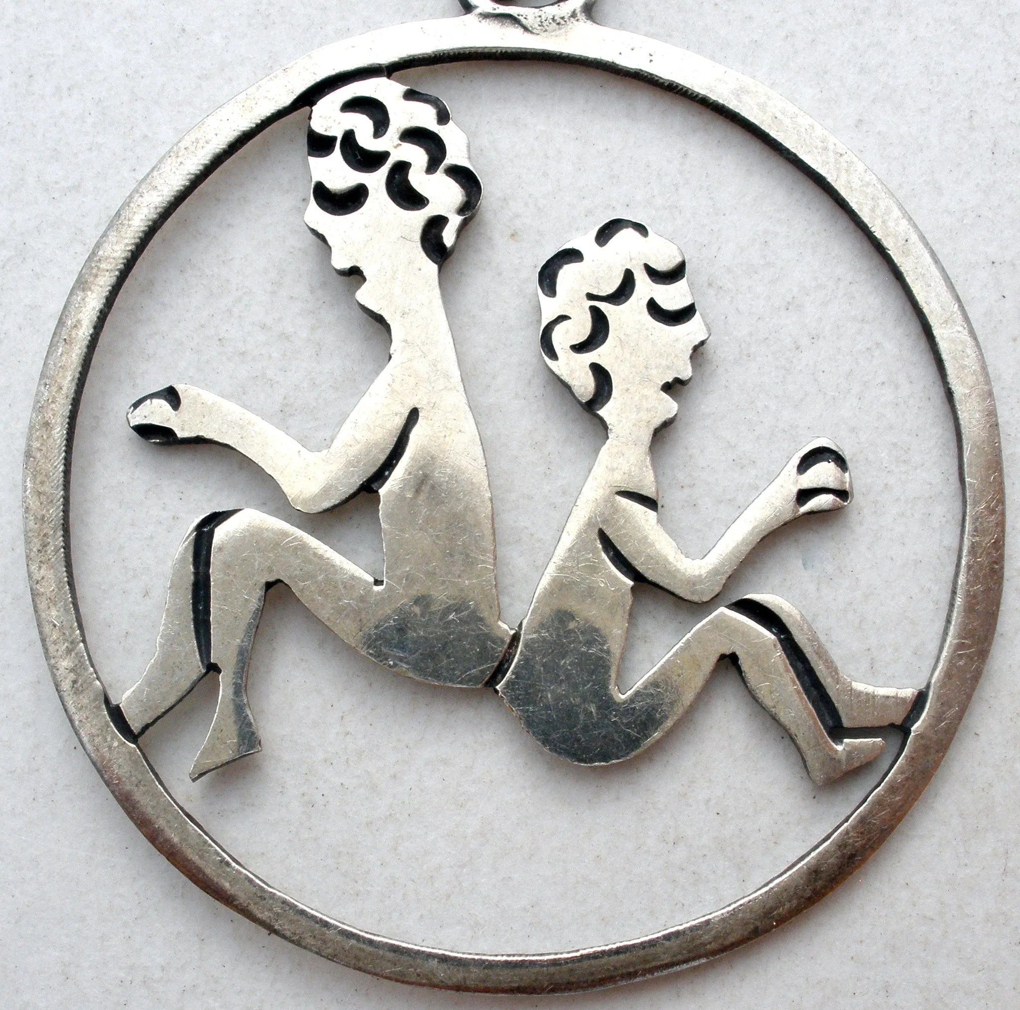 Mexican Gemini Twins Pendant Sterling Silver