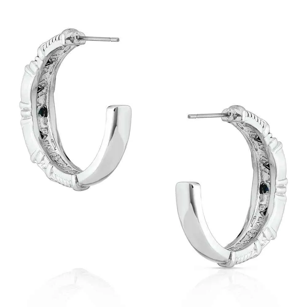 Montana Silversmiths Trilogy Trillion Turquoise Hoop Earrings