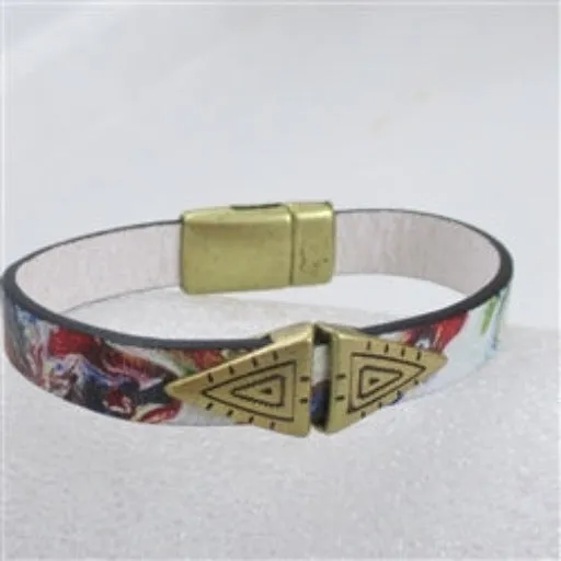 Multi-colored Leather Bracelet with Antique Gold Accents