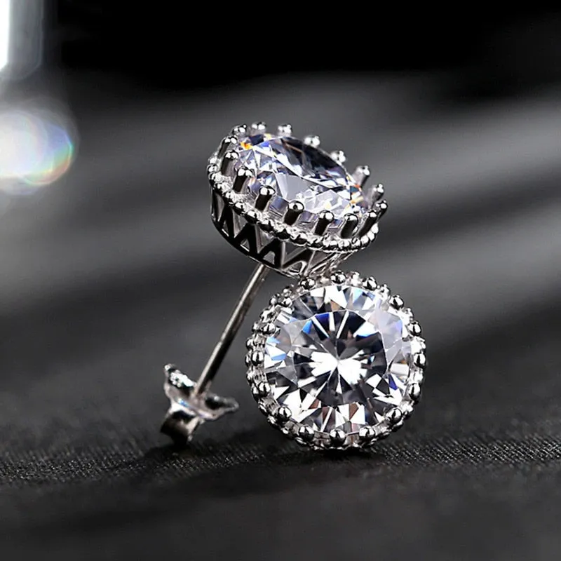 Natashahs Stud Earrings For Women Solid S925 Silver Cubic Zirconia Brincos Bridal Wedding Engagement Fine Jewelry E001