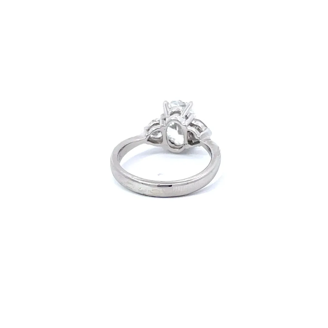 Oval and Heart Diamond Three Stone Ring