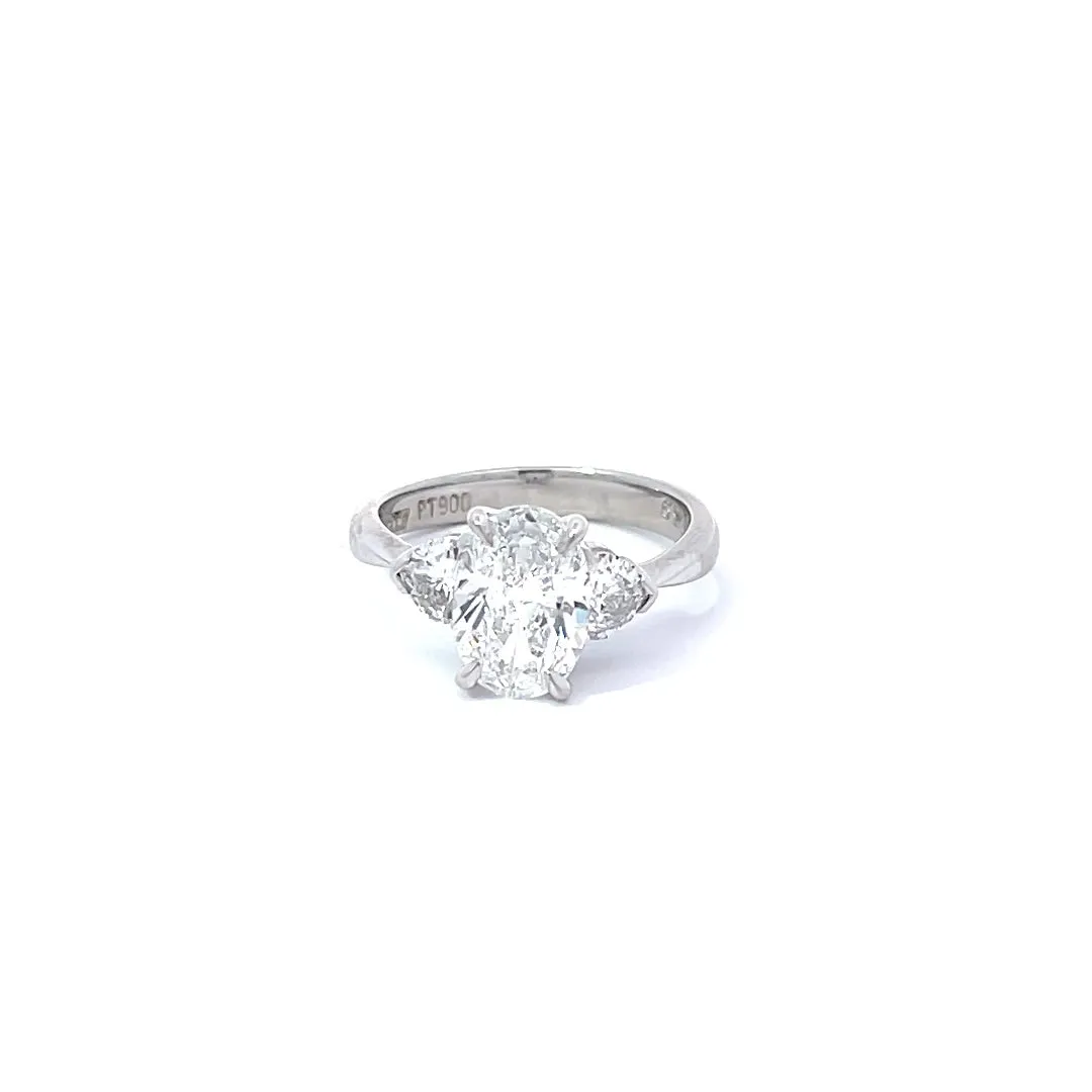 Oval and Heart Diamond Three Stone Ring