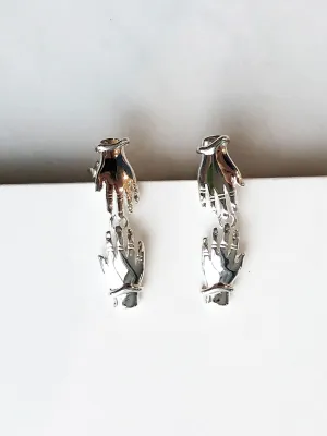 Palm Earrings (pair), Silver