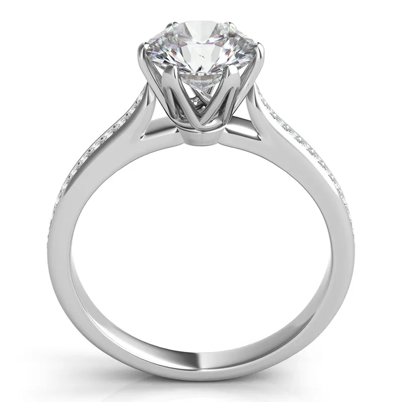 Pave Diamond Split-Shank Engagement Ring