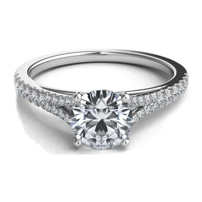 Pave Diamond Split-Shank Engagement Ring