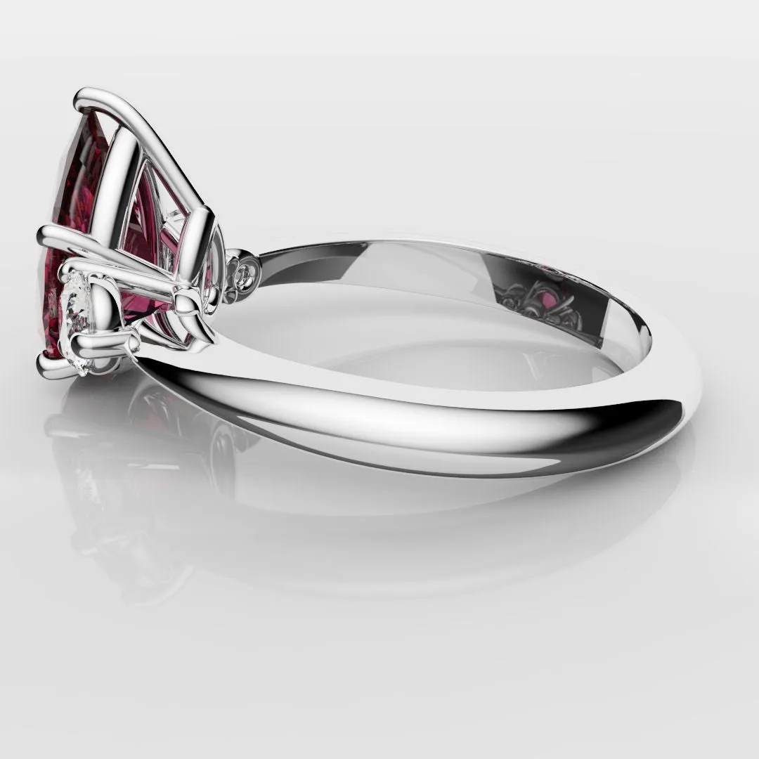 Pear Ruby Trilogy Engagement Ring