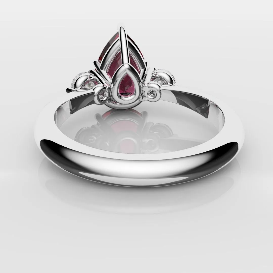 Pear Ruby Trilogy Engagement Ring