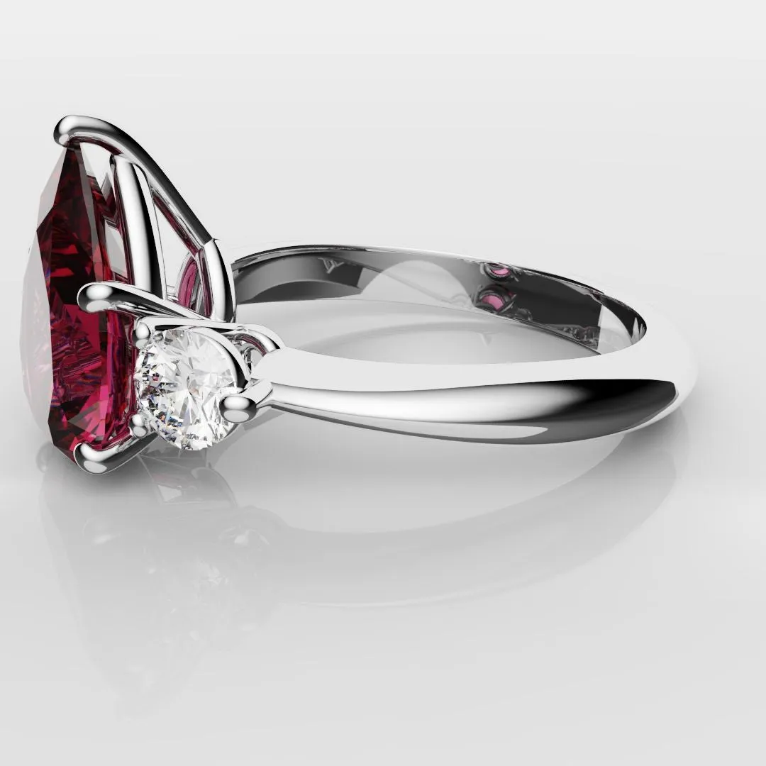 Pear Ruby Trilogy Engagement Ring