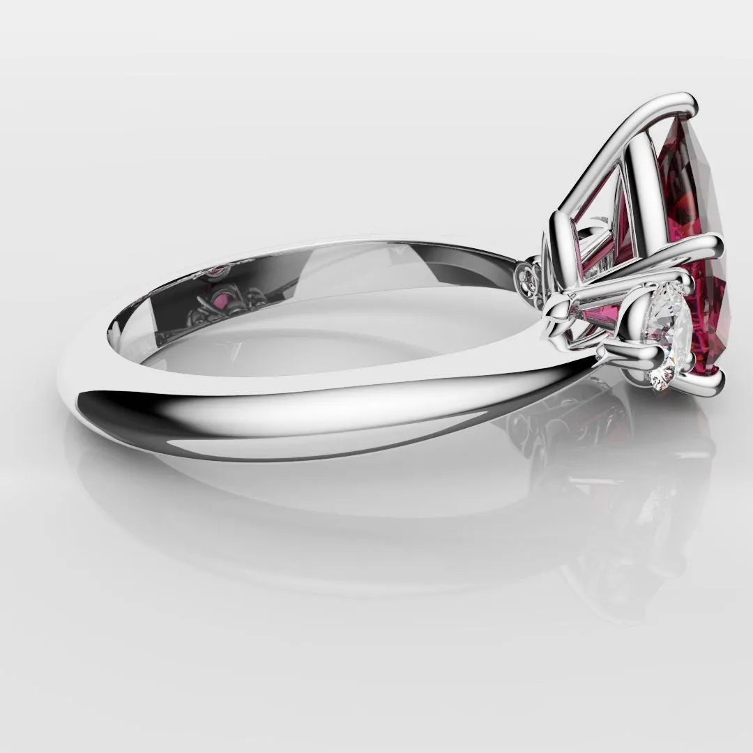 Pear Ruby Trilogy Engagement Ring