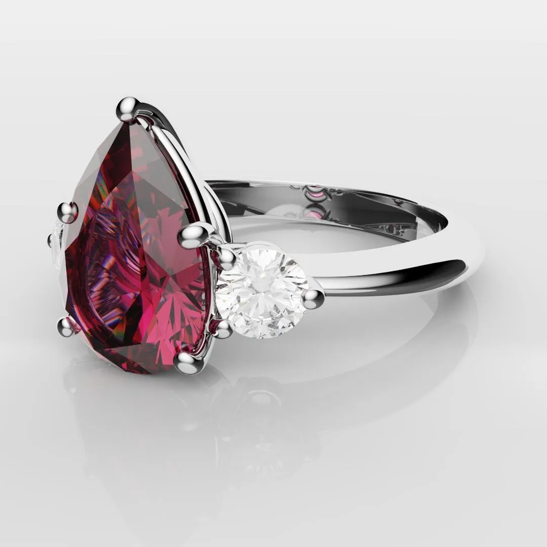 Pear Ruby Trilogy Engagement Ring