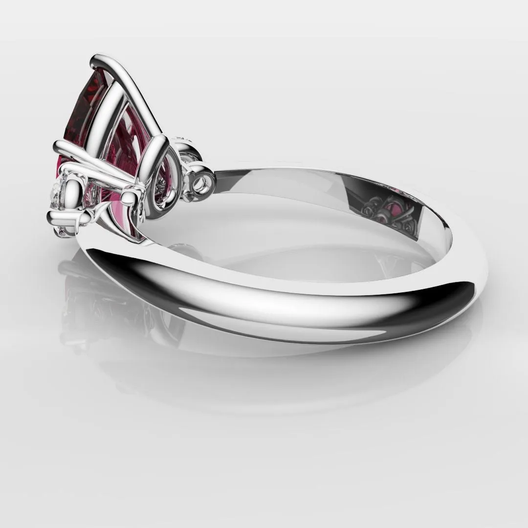 Pear Ruby Trilogy Engagement Ring