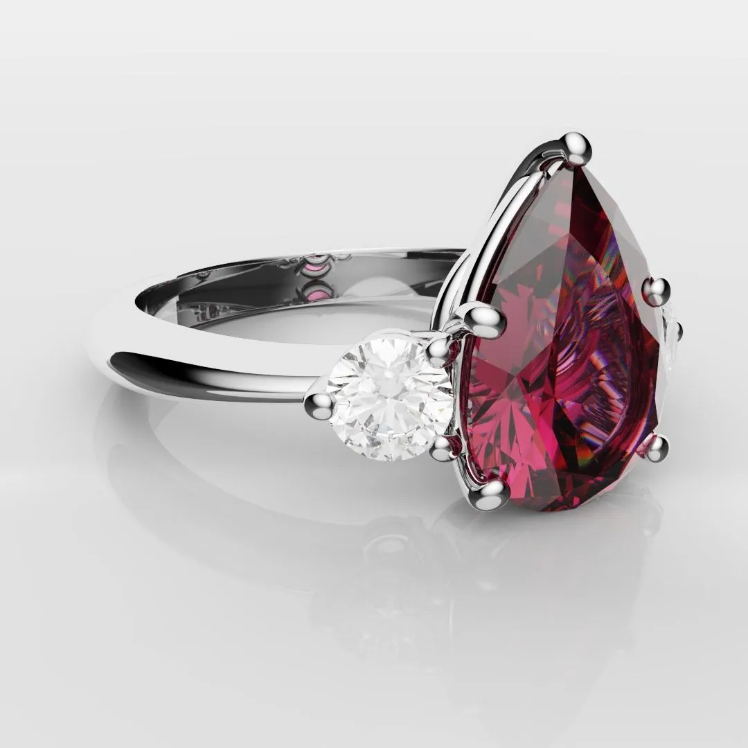 Pear Ruby Trilogy Engagement Ring