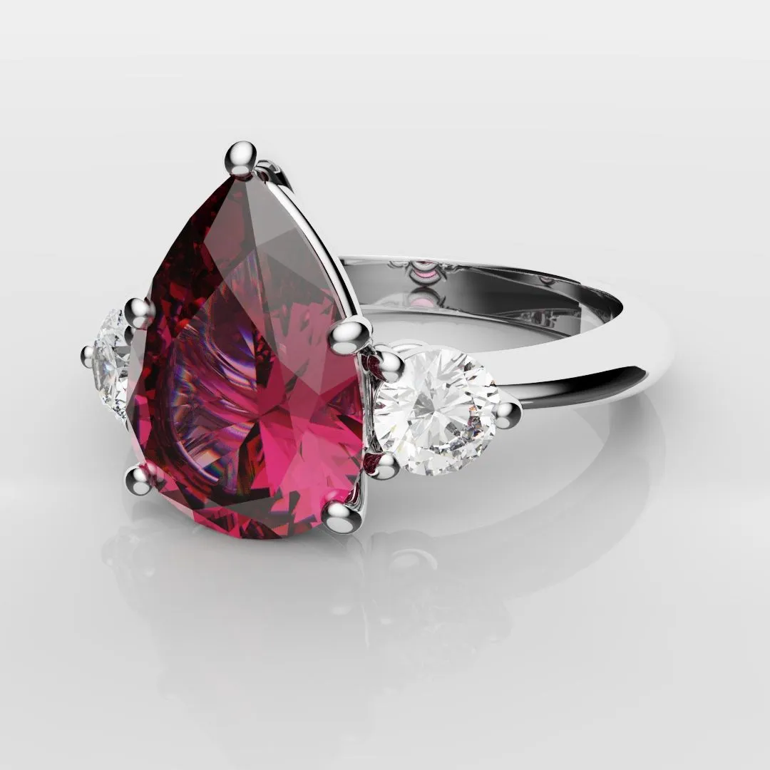 Pear Ruby Trilogy Engagement Ring