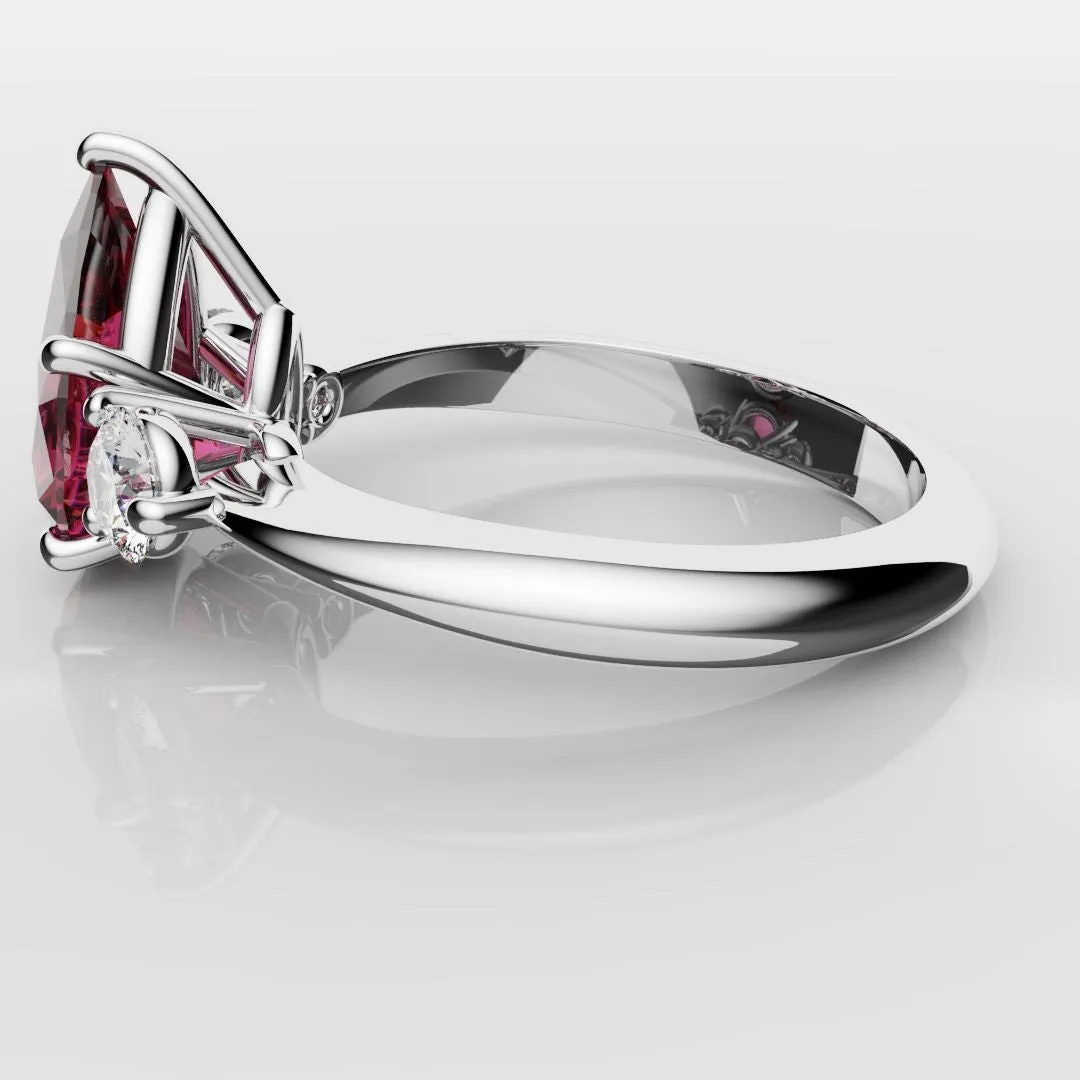 Pear Ruby Trilogy Engagement Ring