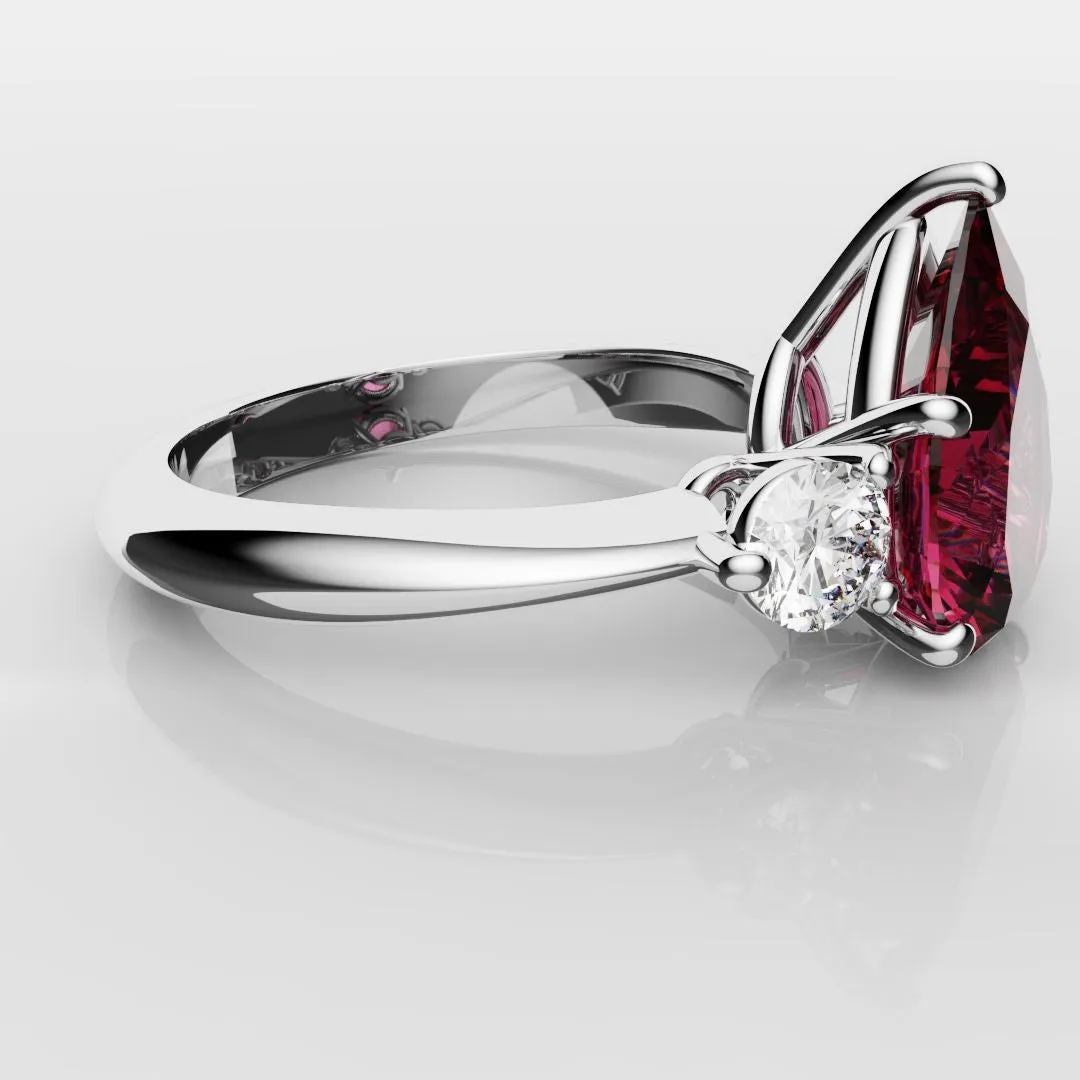 Pear Ruby Trilogy Engagement Ring