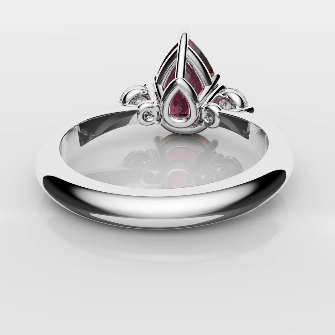 Pear Ruby Trilogy Engagement Ring