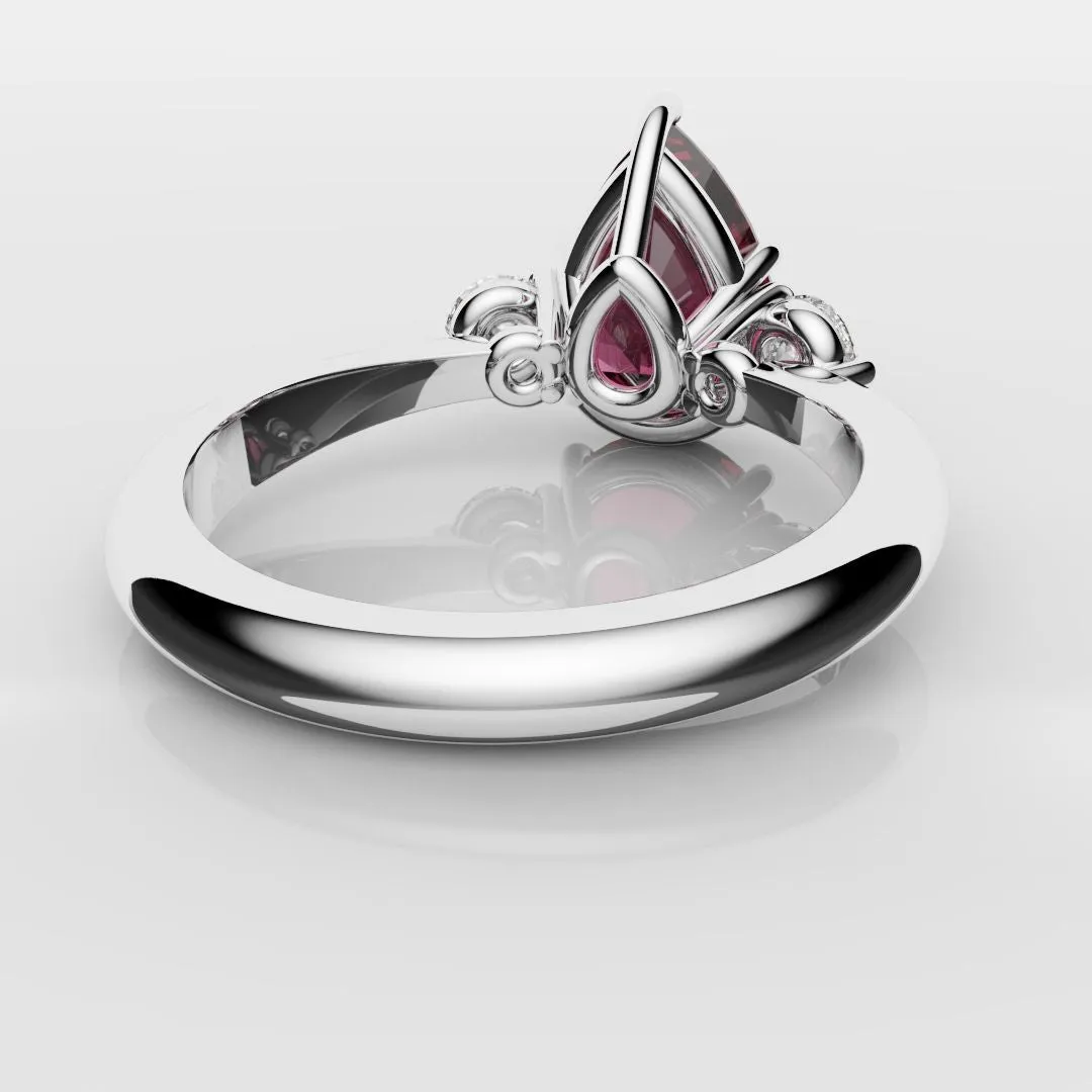 Pear Ruby Trilogy Engagement Ring