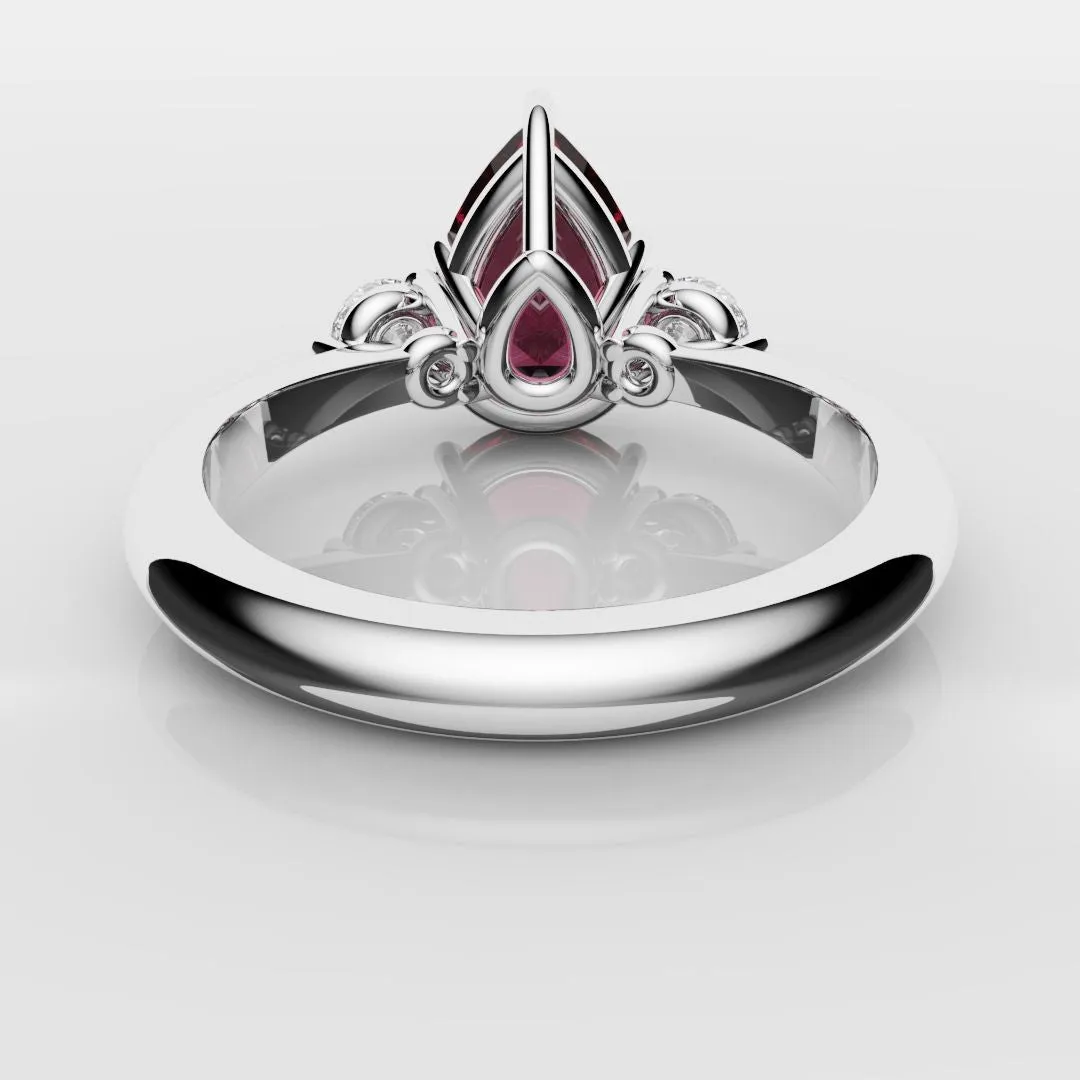 Pear Ruby Trilogy Engagement Ring