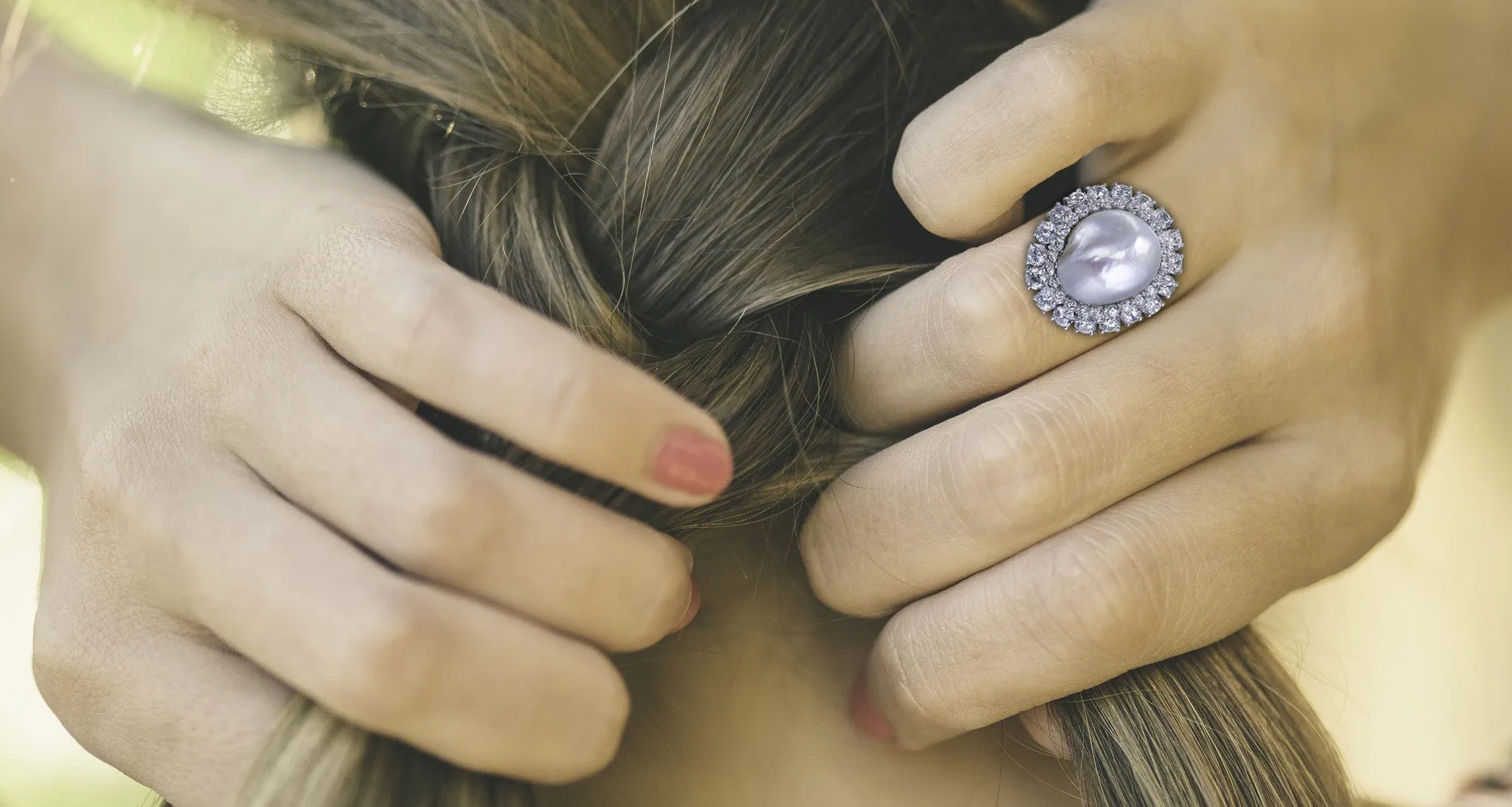 Pearl & Diamond Platinum Ring