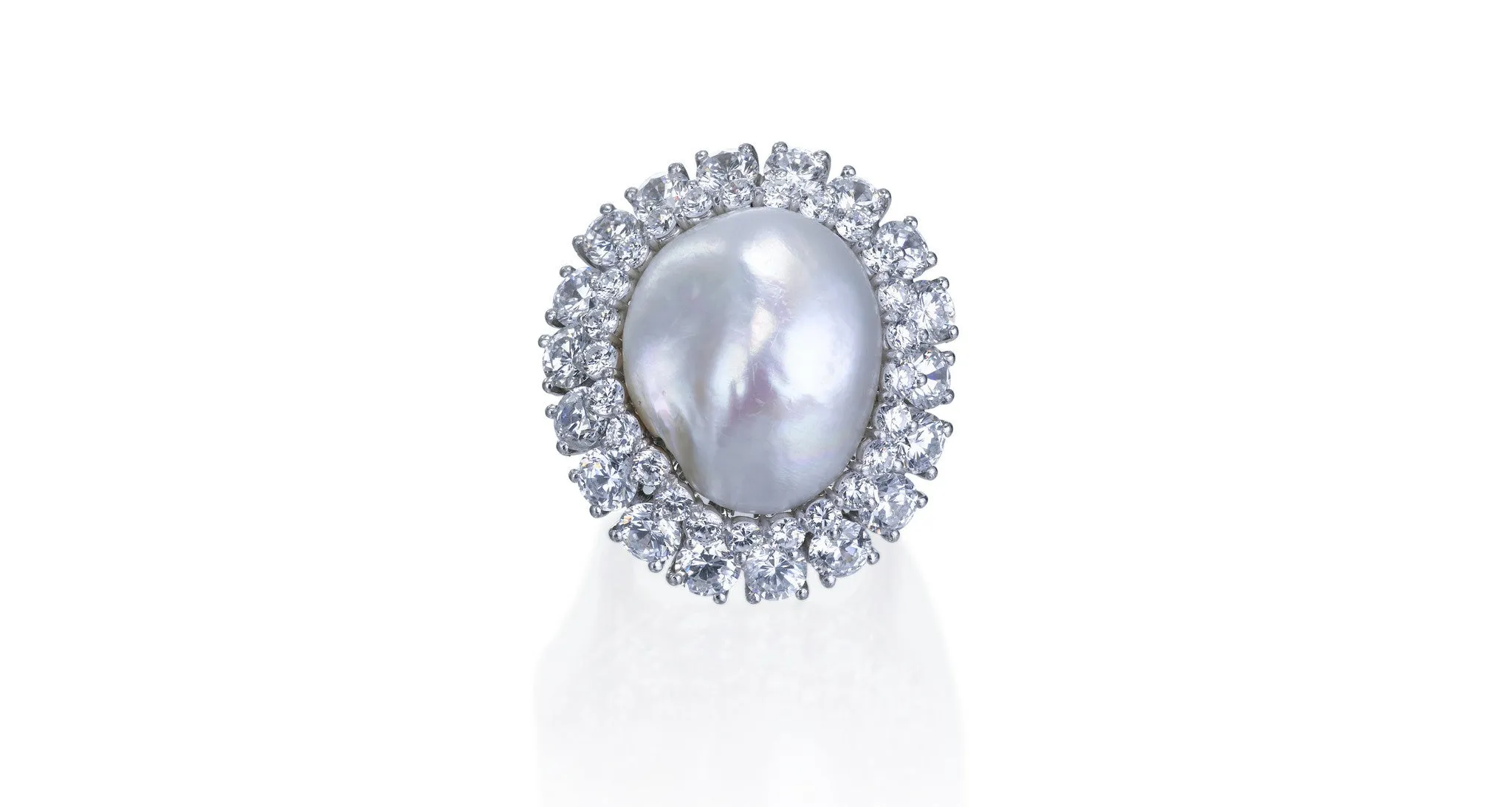 Pearl & Diamond Platinum Ring