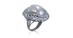 Pearl & Diamond Platinum Ring