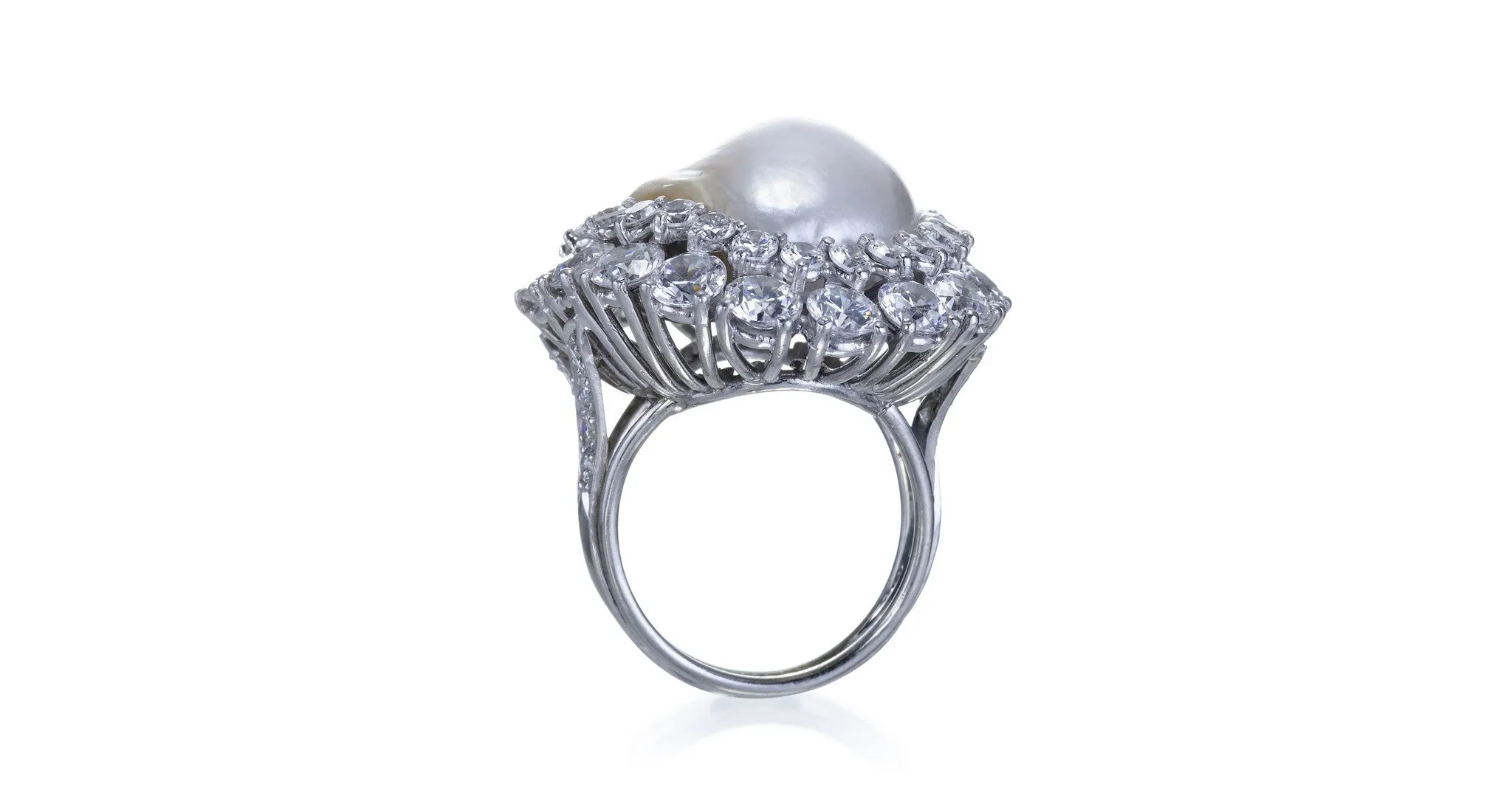 Pearl & Diamond Platinum Ring