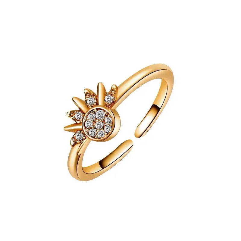 Personality Opening Adjustable Sun And Moon Ring Overlapping Wear Rings For Women Girls Trendy Fashion Finger Jewelry Gifts