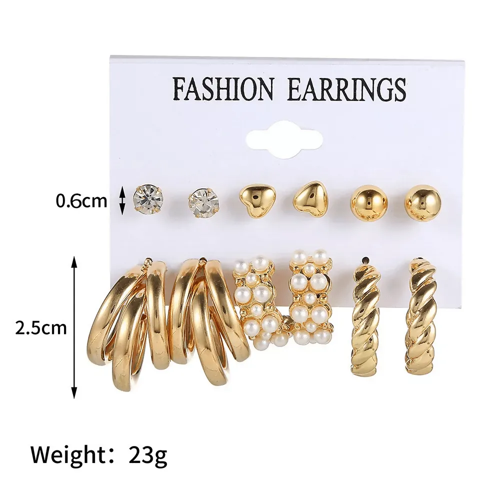 Pinapes Metal Earrings for Women and Girls (Set of 6)