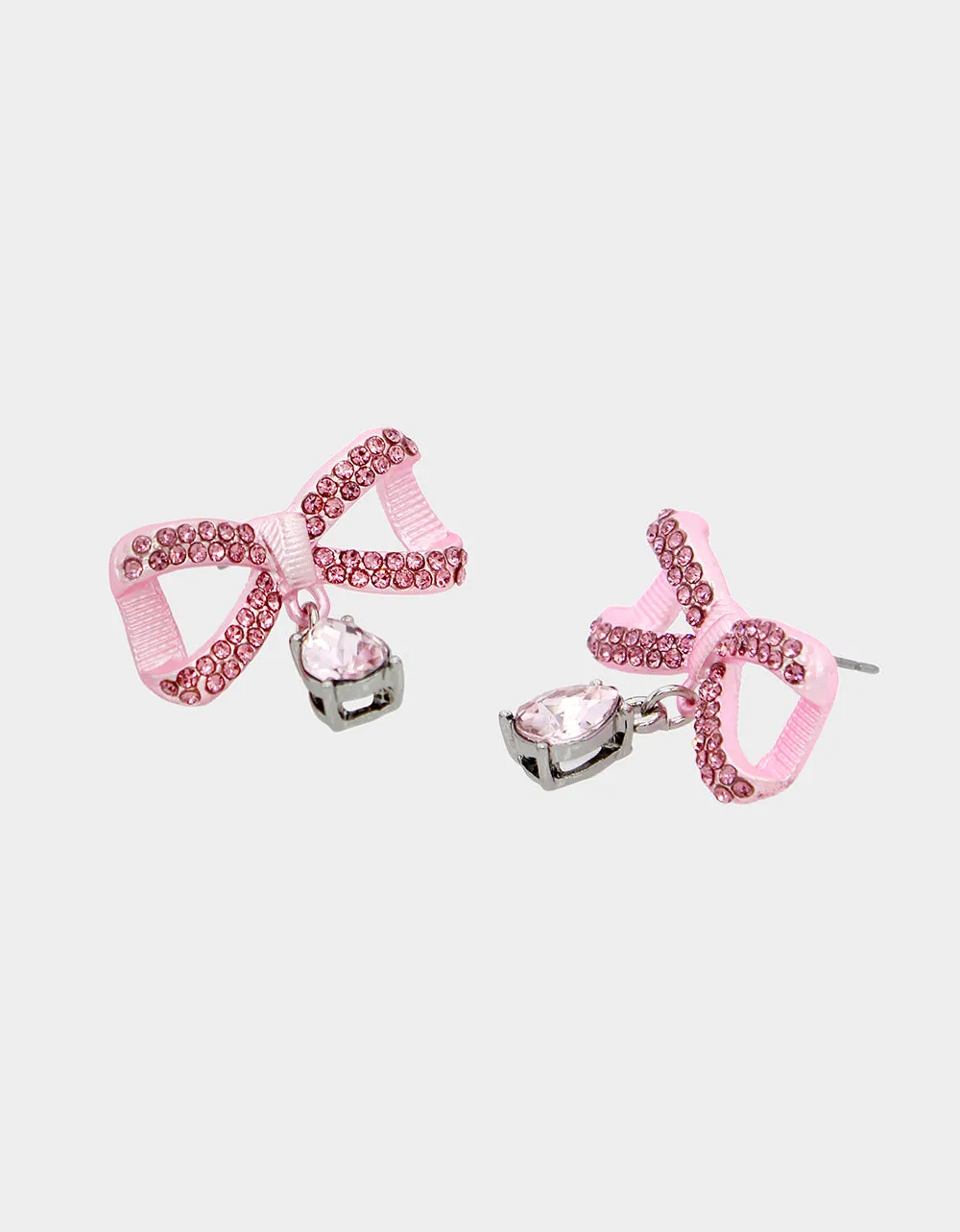 PINK BOWS BOW STONE DROP EARRINGS PINK