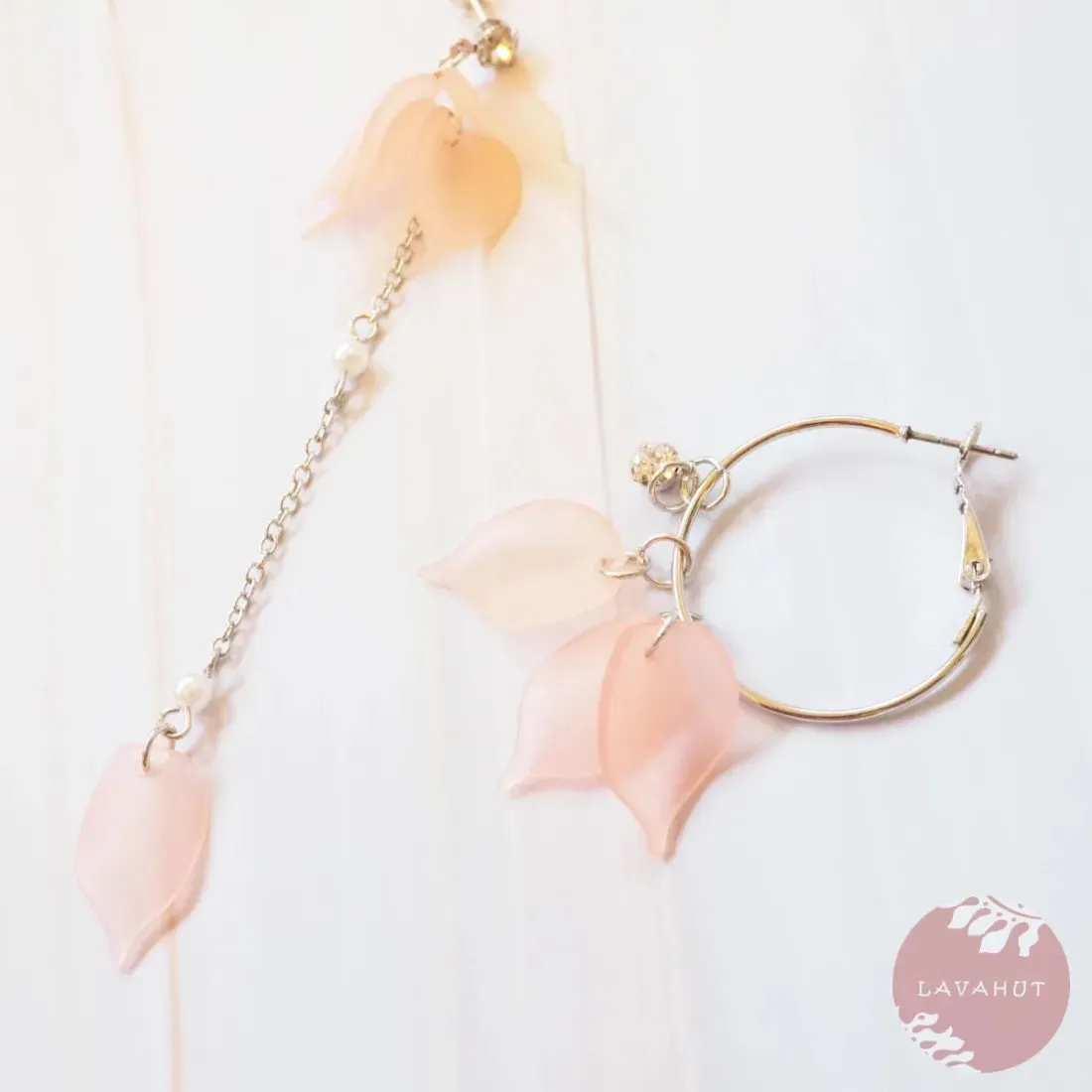 Pink Petals Asymmetric Earrings