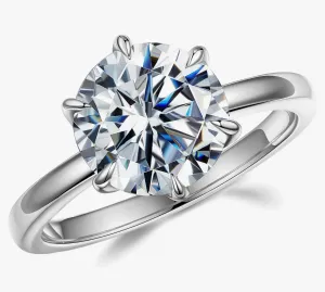 Platinum Diamond Solitaire Ring, 6 Carats Round Brilliant Cut