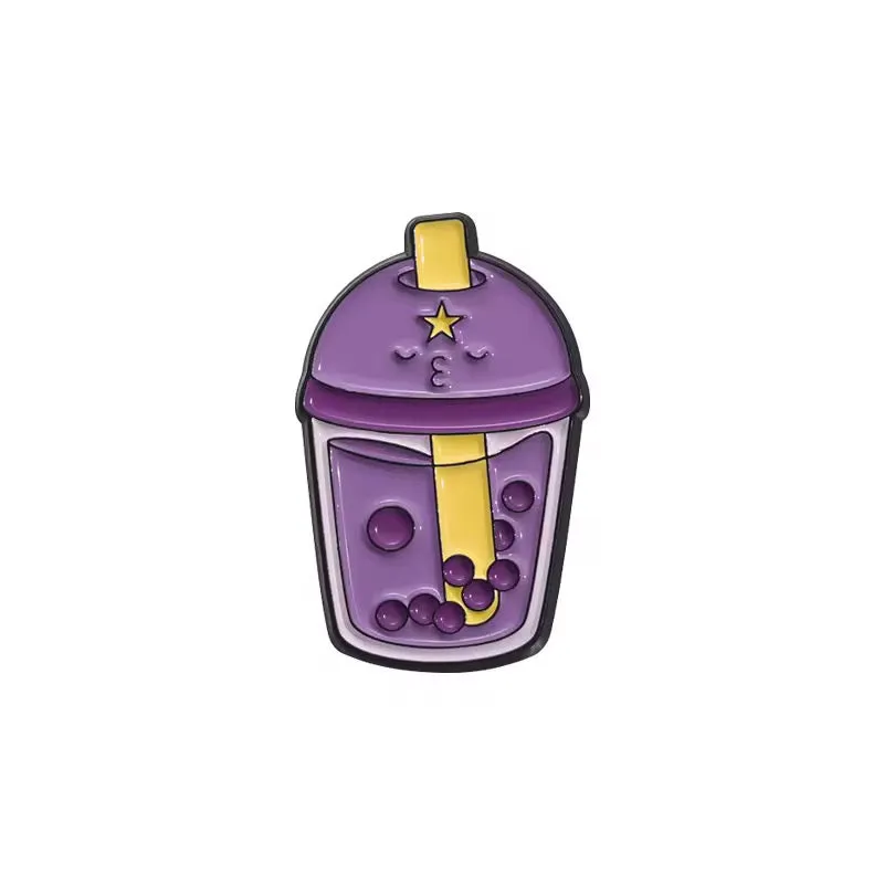 Purple Bubble Tea Brooch Enamel Pin