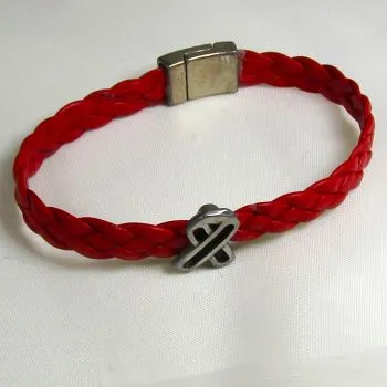 Red Awareness Leather Bracelet Unisex