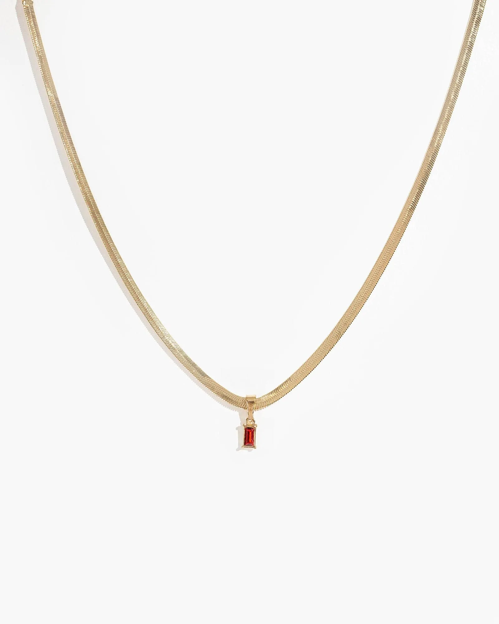 Red Thin Rectangle Crystal Pendant Necklace