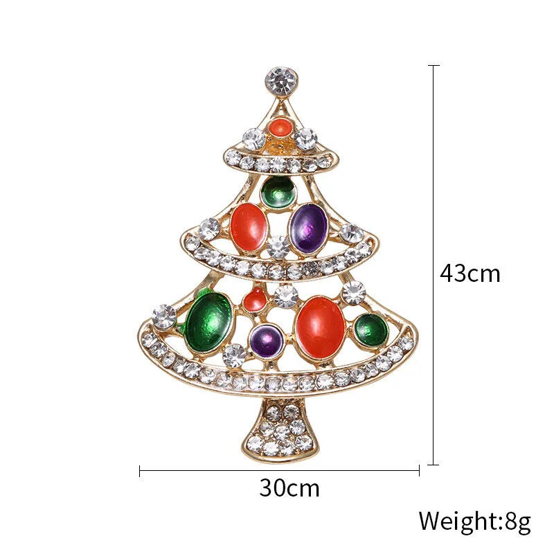 Rhinestone and Enamel Christmas Tree Brooch