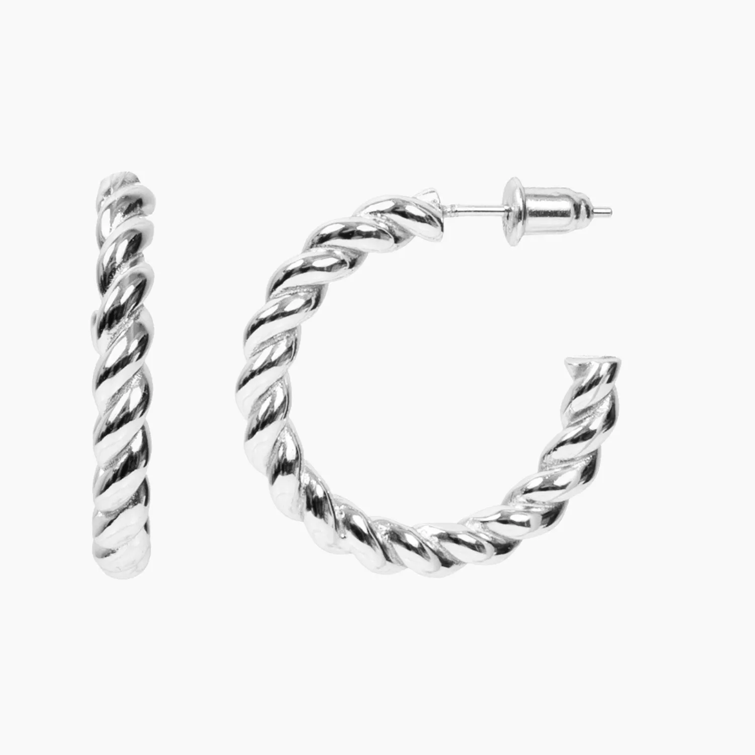 Roma Twist Hoop Earrings (Silver)