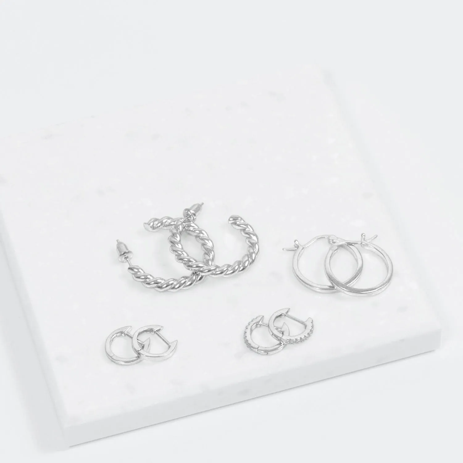 Roma Twist Hoop Earrings (Silver)