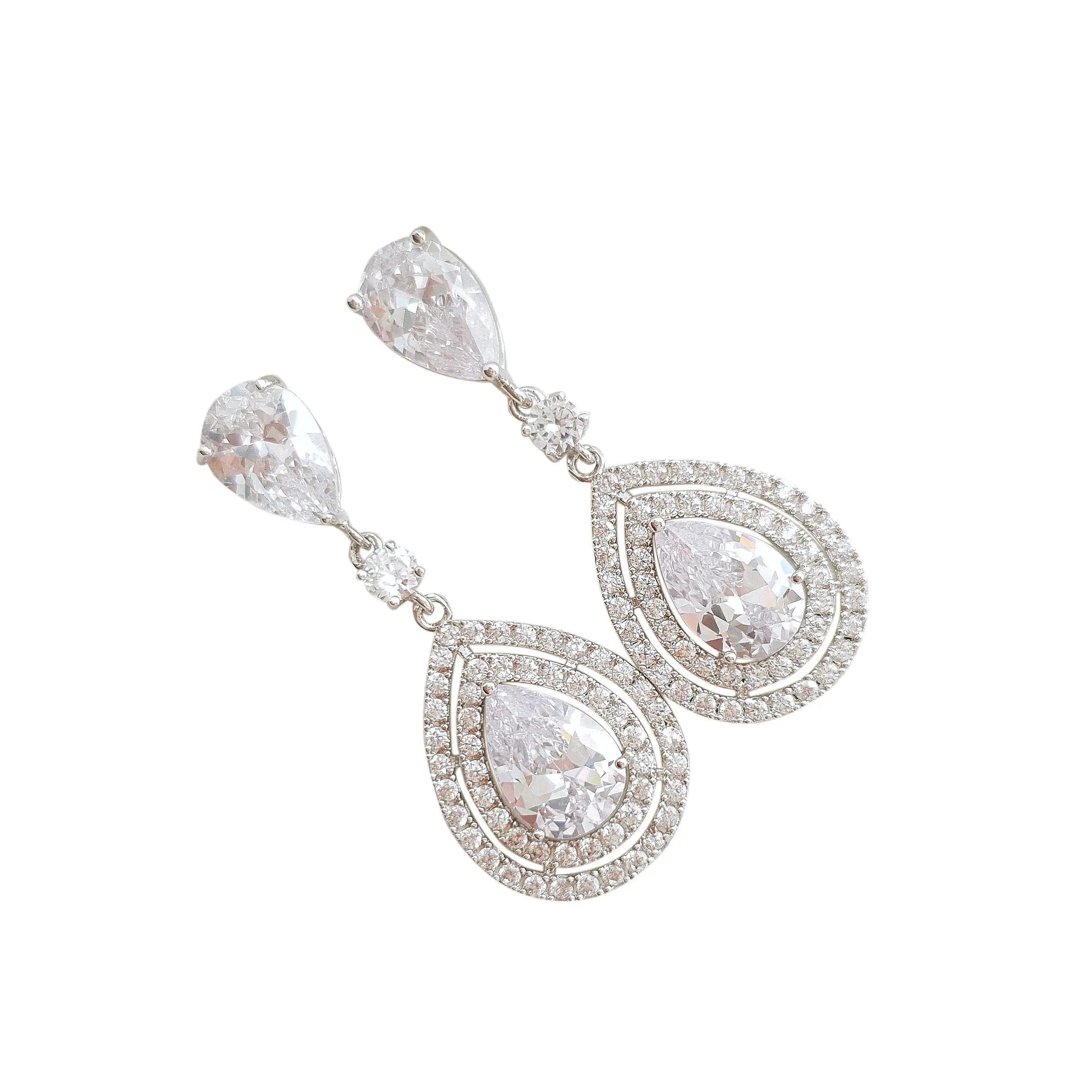 Rose Gold Wedding Earrings With Teardrops- Joni