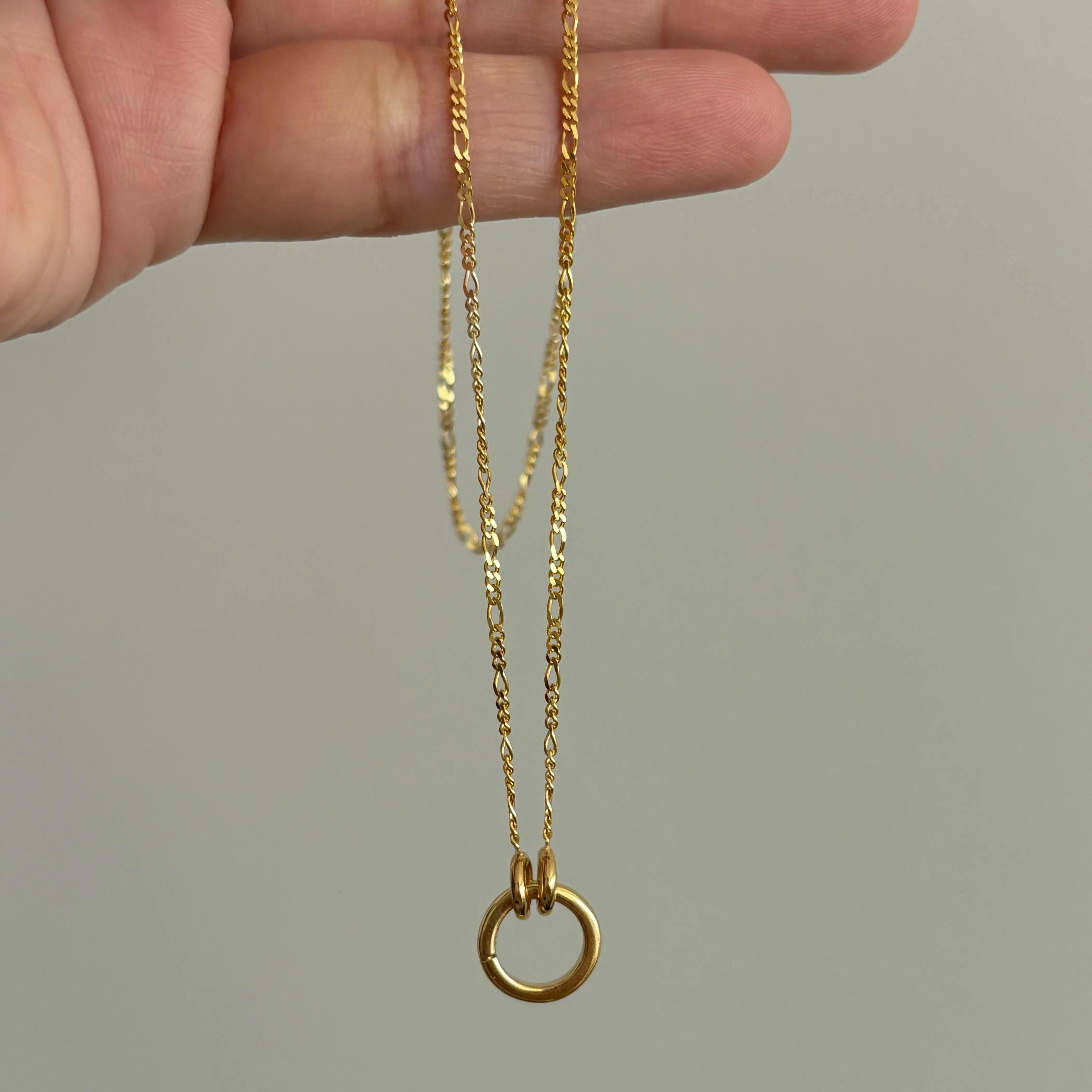 Round Charm Connector Necklace, Solid 14k Gold