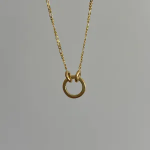 Round Charm Connector Necklace, Solid 14k Gold