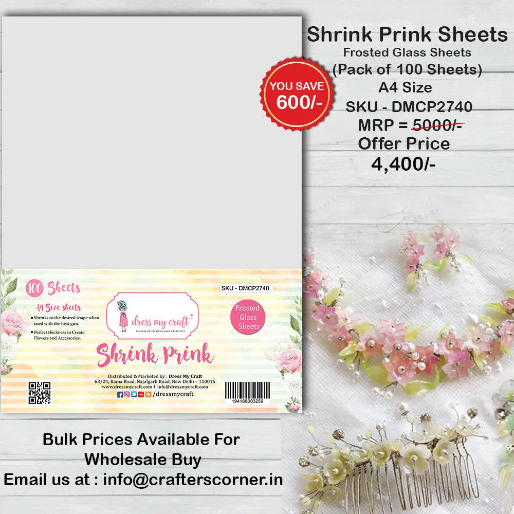 Shrink Prink (Frosted Glass Sheets) - Pack of 100 Sheets